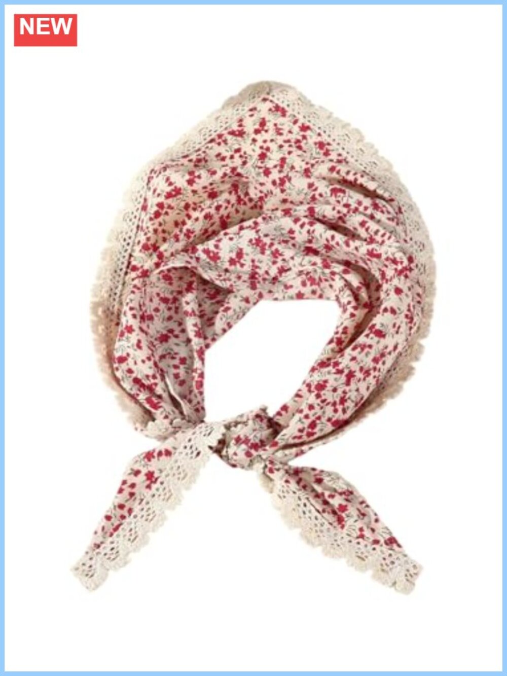 Boho Floral Lace Trim Triangle Hair Scarf Kerchief Head Wrap Bandana